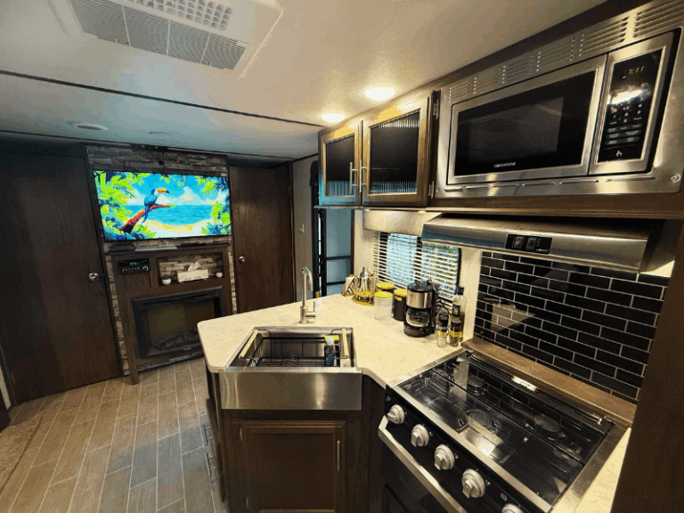 RV rental in Mexico ideal for couples, with private patio, cozy interior, and resort amenities